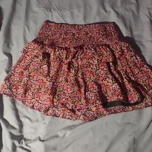 Floral Mini Skirt with Pink and Green Accents